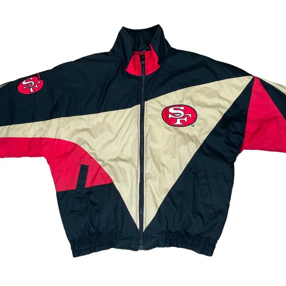 Vtg '90s San Fransisco 49ers Pro Player Puffer Jacket NFL 75th Anniversary Large - Picture 1 of 16